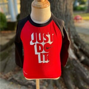 Nike red and black long sleeve shirt Dri Fit Size 18M #kidswear #Nike
